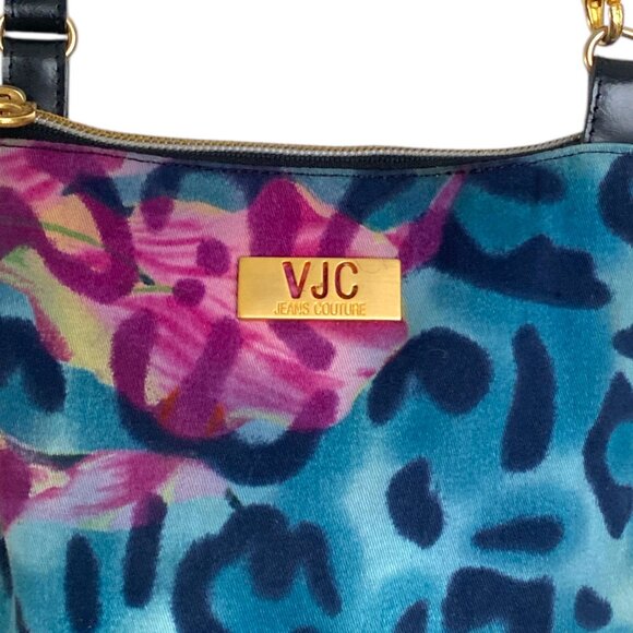 Versace Jeans Couture Leopard Purse Shoulder Bag Blue Pink VJC Handbag - Picture 5 of 10